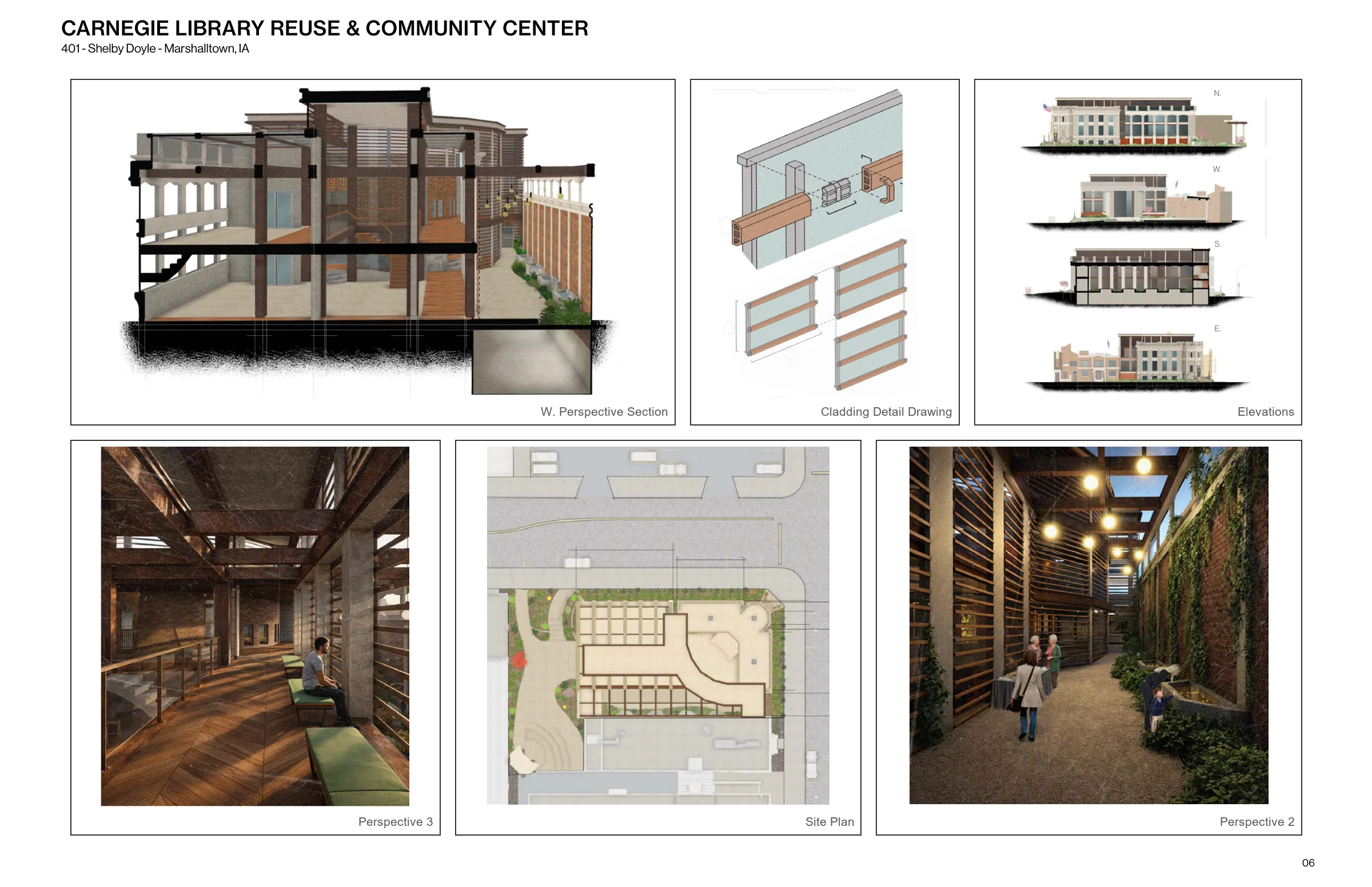 Carnegie Library Reuse & Community Center — drawings and renderings.